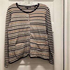 Gudrun Sjoden Striped Cardigan in Black and Tan